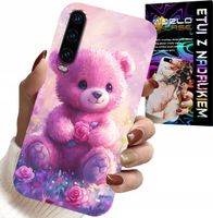 ETUI DO HUAWEI P30 - SŁODKI MIŚ NA RÓŻOWYM TLE, CASE + SZKŁO