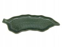 PÓŁMISEK CERAMICZNY TALERZ HERBE 38cm ZIELONY LIŚĆ PATERA DO SERWOWANIA DAŃ