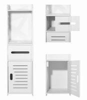 Wąska szafka łazienkowa słupek ażurowa PVC biała 80 cm