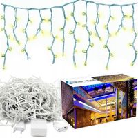 MOCNE SOPLE ZEWNĘTRZNE KURTYNA ŚWIETLNA LAMPKI CHOINKA 500 LED BIAŁY CIEPŁY