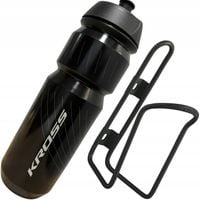 BIDON Rowerowy KROSS 750ml + Koszyk UCHWYT na Bidon czarny ZESTAW do