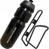 BIDON Rowerowy KROSS 750ml + Koszyk UCHWYT na Bidon czarny ZESTAW do