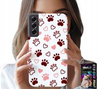 ETUI DO SAMSUNG GALAXY S21 FE - PSIE ŁAPKI NA BIAŁYM TLE, PIES, KOT, MIŚ