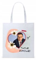 Mateusz Morawiecki Pis Torba Eco Biała Shopper Z Nadrukiem Ze Zdjęciem