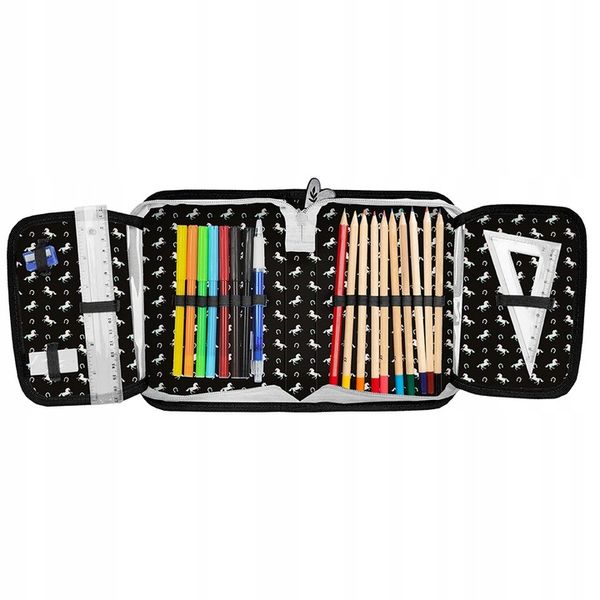 Piórnik szkolny jednokomorowy z wyposażeniem Konie dla dziewczynki Paso zdjęcie 3