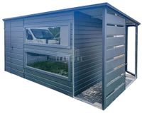 Schowek Domek Ogrodowy 3,5x2m + Wiata 1m 2x Okno Drzwi Dach Spad TS716