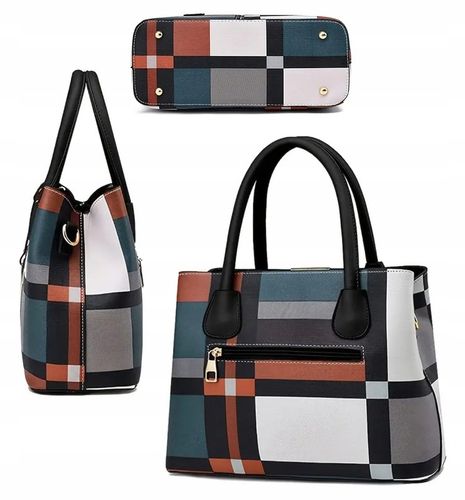 TOREBKA DAMSKA W KRATKĘ MIEJSKA TORBA STYLOWA ELEGANCKA na Arena.pl