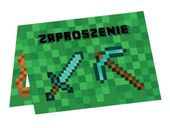 Zaproszenia urodzinowe Piksele Minecraft 6szt.