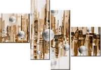 100 70CM OBRAZ 4 ELEM MIASTO ZE SNU BRĄZACH DRUK PŁÓTNO RAMA