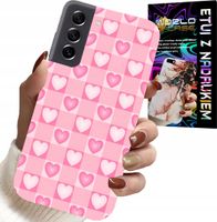 ETUI DO SAMSUNG GALAXY S21 FE - SERCA KRATKA RÓŻOWA OBUDOWA CASE + SZKŁO