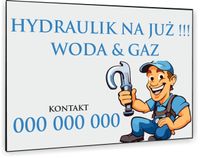 TABLICZKA REKLAMOWA szyld z dibondu nadruk 40x30 cm hydraulik woda gaz