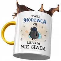 Kubek Żółty Dla Hodowcy Taki Że Mucha Nie Siada Z Nadrukiem Ze Zdjęciem