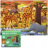 UROCZE PUZZLE DLA DZIECI ZWIERZĘTA 60 ELEM. KOLOROWE PUDEŁKO Z UCHWYTEM 3+