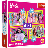 Puzzle - 4w1 (35, 48, 54, 70) - Wesoły świat Barbie - Trefl 34626
