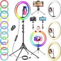 Lampa pierścieniowa LED RGB ze statywem na telefon do selfie fotografii USB