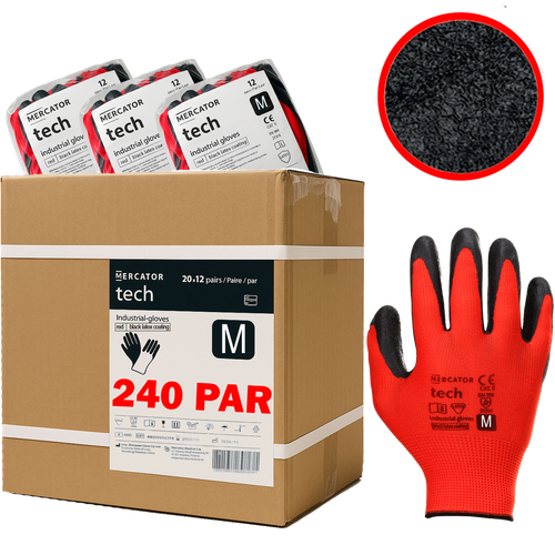 rękawice robocze mercator tech red+black latex - m - 240 par na Arena.pl