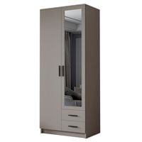 Szafa ADA II 80 cm - pojemna garderoba z lustrem - KASZMIR+CZARNY