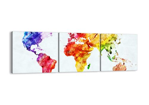 Obraz Na Płótnie - Mapa Kontynent - 90X30 Cm - Ca90X30-2799 na Arena.pl