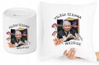 Jarosław Kaczyński Zestaw Poduszka + Skarbonka Z Nadrukiem Ze Zdjęciem
