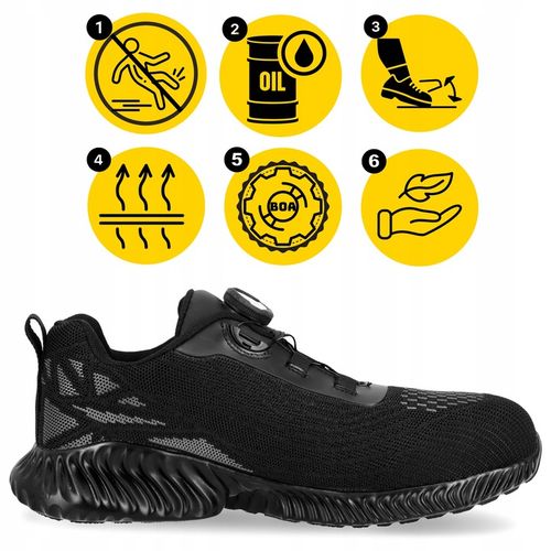 Buty robocze męskie Półbuty Siatkowe BOA z Noskiem BHP Oddychające Lekkie na Arena.pl