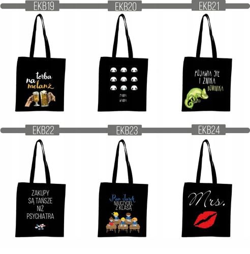 EKO TORBA czarna super nadruk Twój napis TANIO na Arena.pl