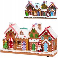 Dekoracyjny Domek LED figurka świąteczna piernikowy światło dzwięk wioska