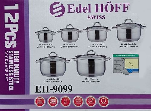 Garnki Edel Hoff Jumbo Silver 12 Ele Eh-9099 na Arena.pl