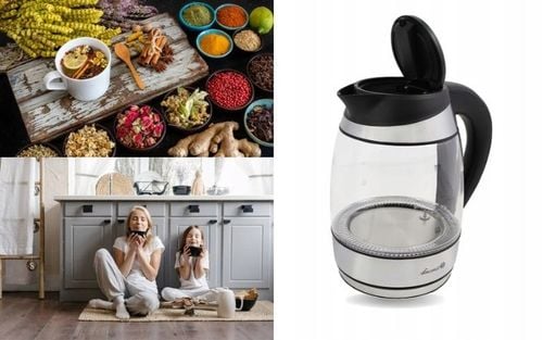 Czajnik elektryczny z regulacją temp. szklany podświetlenie LED 1,8l 2200 W na Arena.pl