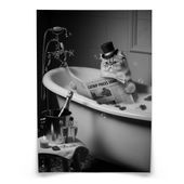 PLAKAT DO ŁAZIENKI WC KOT W CYLINDRZEW W WANNIE ABSTRAKCJA 20cm x 30cm