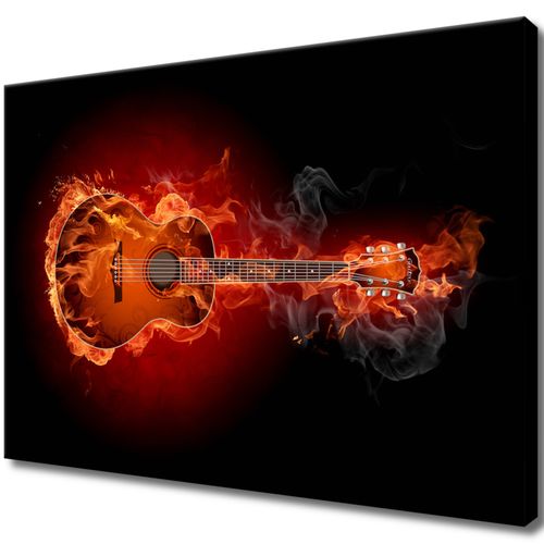 Obraz Drukowany 70X50 Płonąca Gitara Gitara W Ogn na Arena.pl