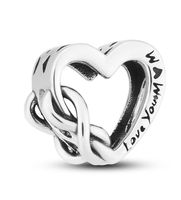 srebrny charms serce ze znakiem nieskończoności do modułowej bransoletki