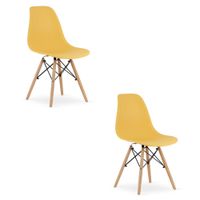 Krzesło musztardowe OSAKA skandynawskie naturalne nogi do jadalni x2
