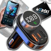 TRANSMITER BLUETOOTH SAMOCHODOWY ADAPTER ODBIORNIK AUDIO ŁADOWARKA USBC 30W