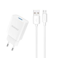 ładowarka sieciowa usb-a 2.1a + kabel usb-a - microusb - biała