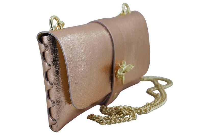 Torebka kopertówka metalizowana - Różowa pudrowa zdjęcie 3