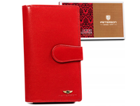 duży, skórzany portfel damski na zamek i zatrzask - peterson