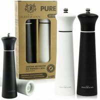 ZESTAW RĘCZNYCH MŁYNKÓW DO MIELENIA SOLI PIEPRZU PRZYPRAW BIAŁY I CZARNY