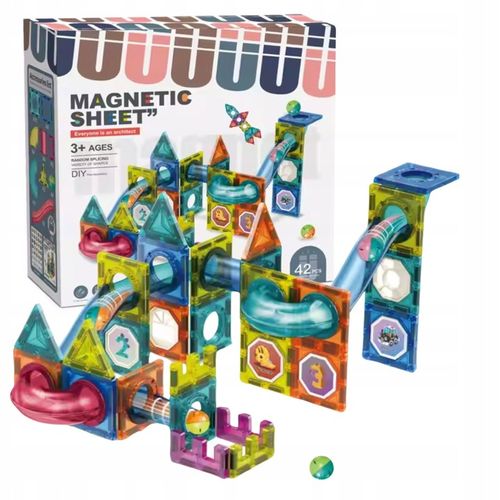 KLOCKI MAGNETYCZNE DLA DZIECKA KONSTRUKCYJNE 3D EDUKACYJNE TOR KULKOWY 42EL na Arena.pl