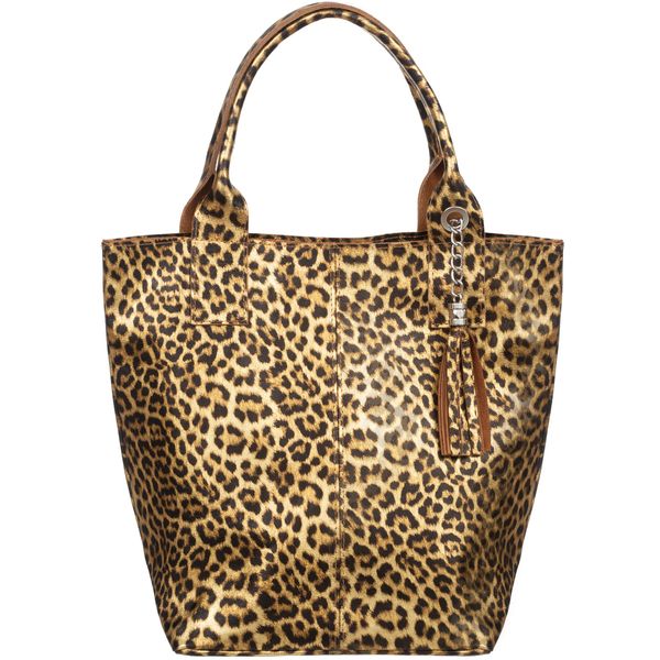 VERA PELLE torebka damska skórzana shopper w panterkę V515 camel zdjęcie 1