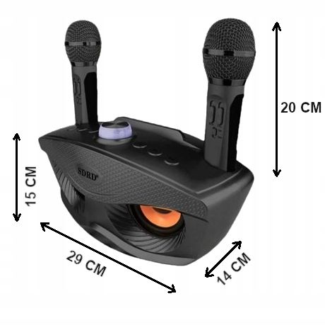 KARAOKE BEZPRZEWODOWY ZESTAW GŁOŚNIK 2 MIKROFONY BLUETOOTH NA IMPREZY SUPER na Arena.pl