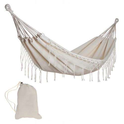 DUŻY MOCNY HAMAK OGRODOWY BOHO HUŚTAWKA MIDAS 3 100x200 ECRU + POKROWIEC na Arena.pl