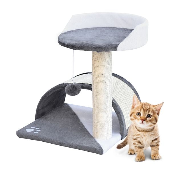 Drapak dla kota Hamak+Budka biało-siwy NOWOŚĆ 17043 zdjęcie 1