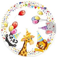 Talerzyki papierowe urodzinowe zwierzątka safari 18 cm 8 szt.