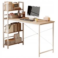 BIURKO MŁODZIEŻOWE Z REGAŁEM KOMPUTEROWE PÓŁKI JASNY BRĄZ NOWOCZESNE LOFT