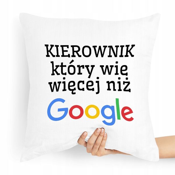 Poduszka Prezent Dla Kierownika Który Wie Więcej Z Nadrukiem Ze Zdjęciem zdjęcie 1