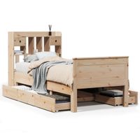 Łóżko z regałem, bez materaca, 90x200 cm, sosnowe