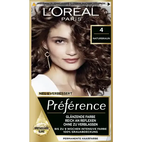 Farba do włosów naturalny brąz Loreal Preference nr 4 zdjęcie 1