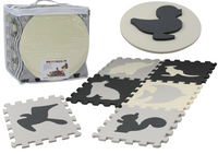 Miękkie Puzzle Mata Kontrastowa Edukacyjna Pianka EVA Szare 28 ele.