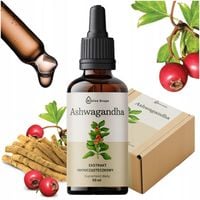 ASHWAGANDHA KROPLE EKSTRAKT 10 mg KONCENTRACJA STRES PAMIĘĆ WITALNOŚĆ 50 ml