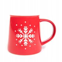 Kubek TRINKIE trapezowy ze śnieżynką czerwony 0,45 l HOMLA